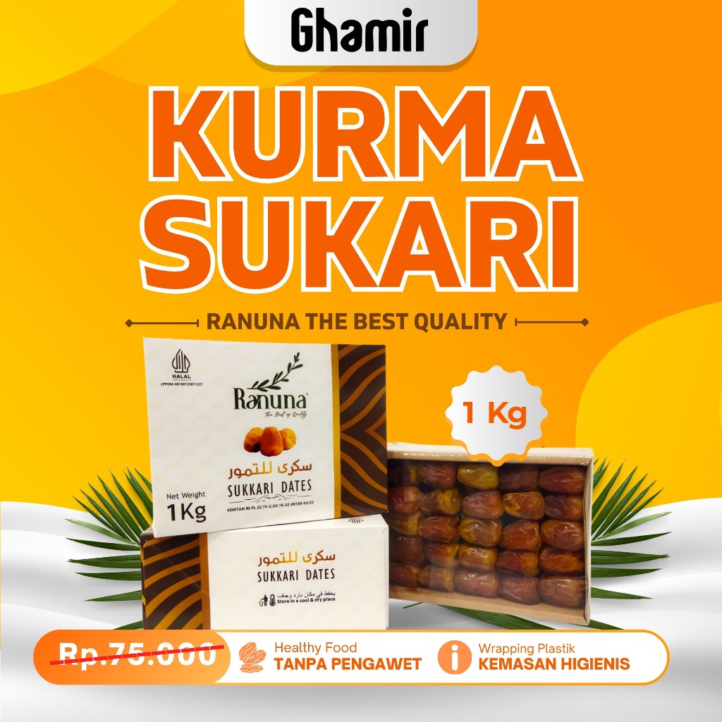Kurma Sukari Ranuna 1 Kg | Kurma Sukari Premium Wrapping Plastik