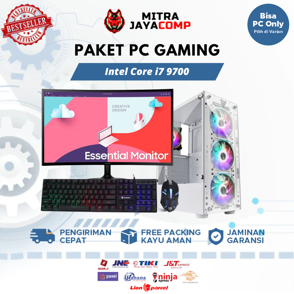 PC Gaming Full set core i7 9700 GTX 1650 4GB HDD SSD Monitor 24 Inch Garansi 1 Tahun