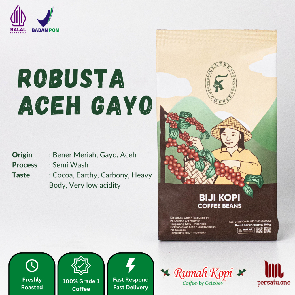 

[CELEBES COFFEE] Kopi Robusta Aceh Bubuk/Biji/Espresso