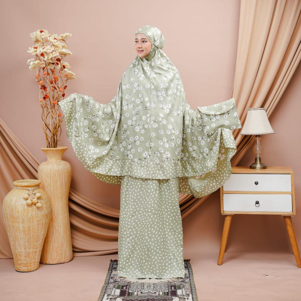 MUKENA BALI DEWASA JUMBO KATUN RAYON | MUKENA MOTIF SAKURA JUMBO REMPEL POLOS