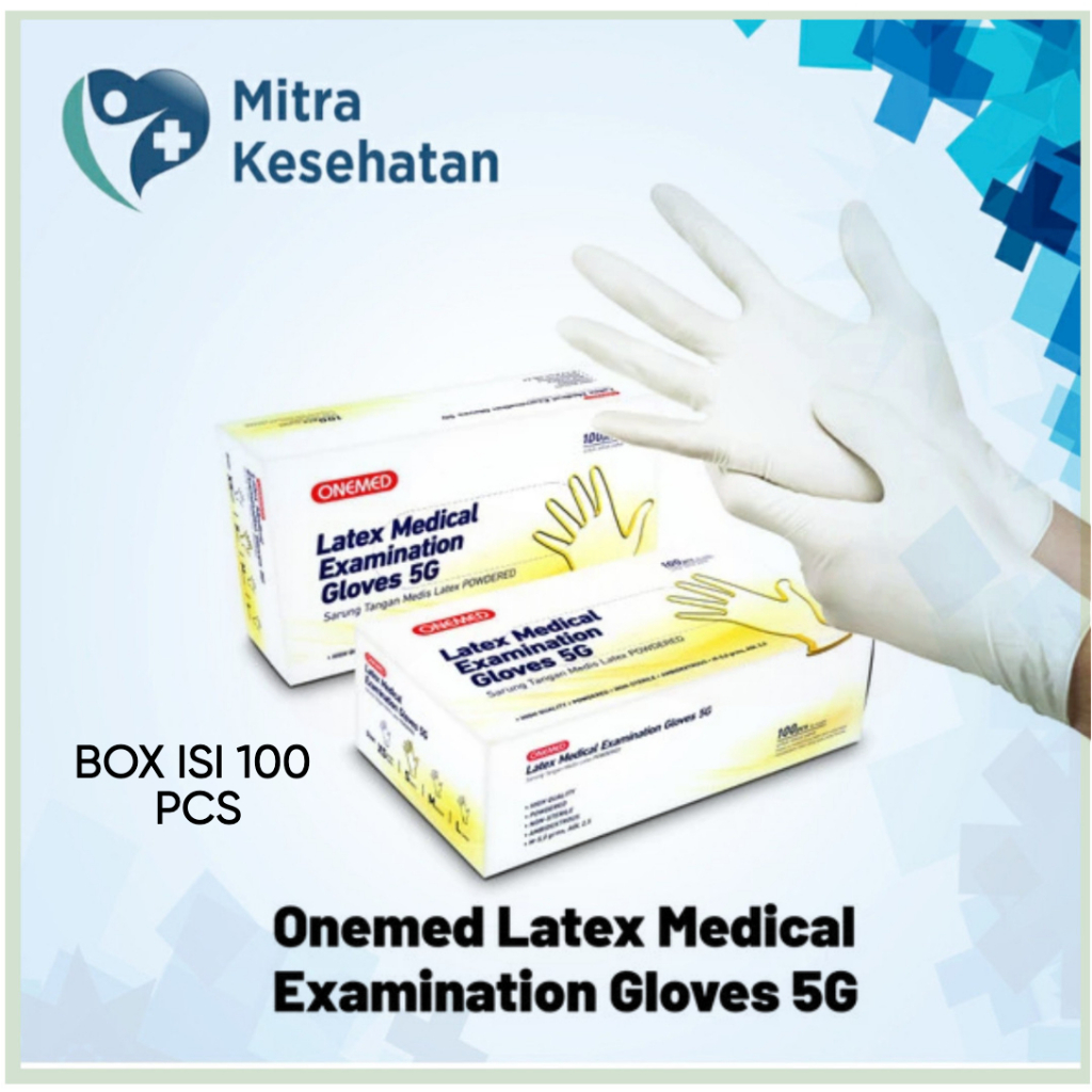 NEW Sarung Tangan Latex ONEMED handscoon medis onemed isi 100Pcs 5G RBU