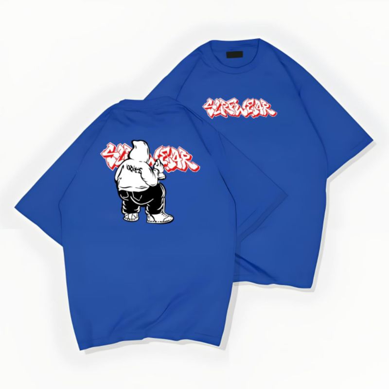 Kaos baju distro throw up blue grafity keren / kaos kaligrafi jogja