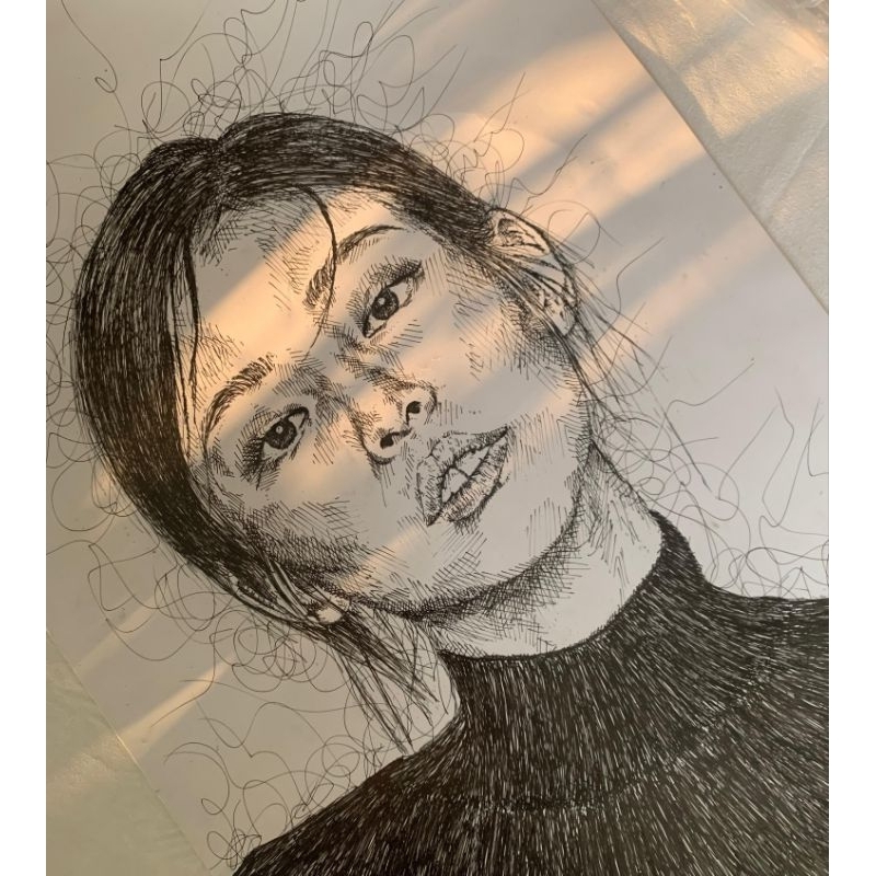 

sketsa photo bolpoin hitam putih ukuran A3 plus, a3, dan a4