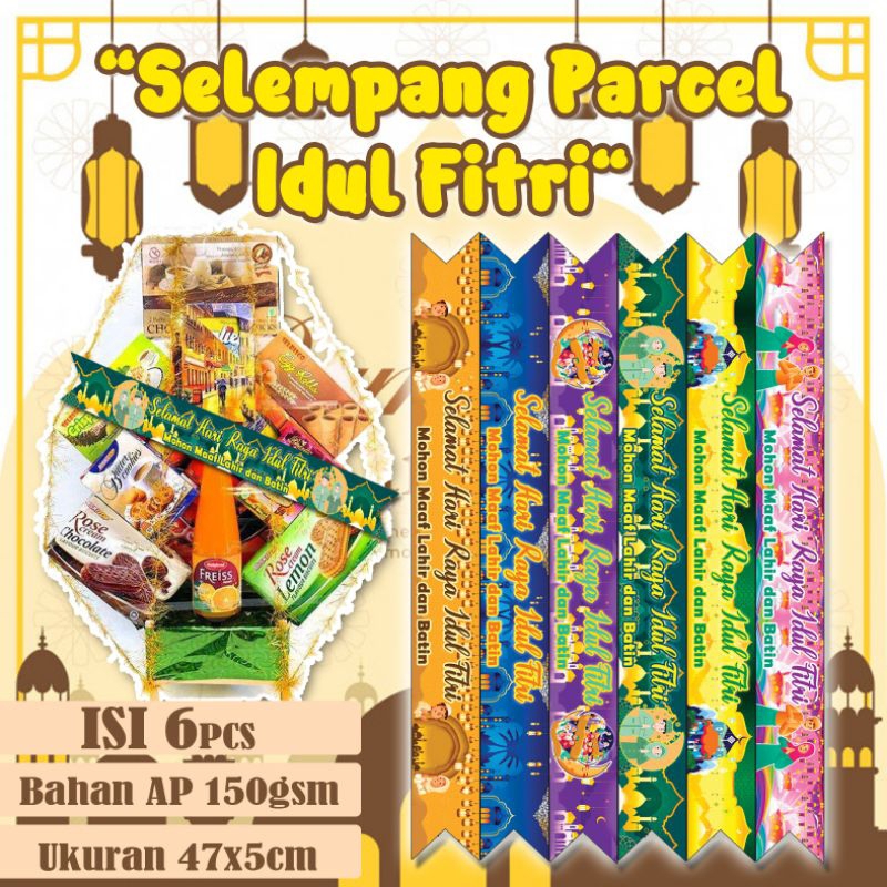 

Selempang parcel IDUL FITRI/Label Hampers/Label parcel IDUL FITRI (isi 6pcs)
