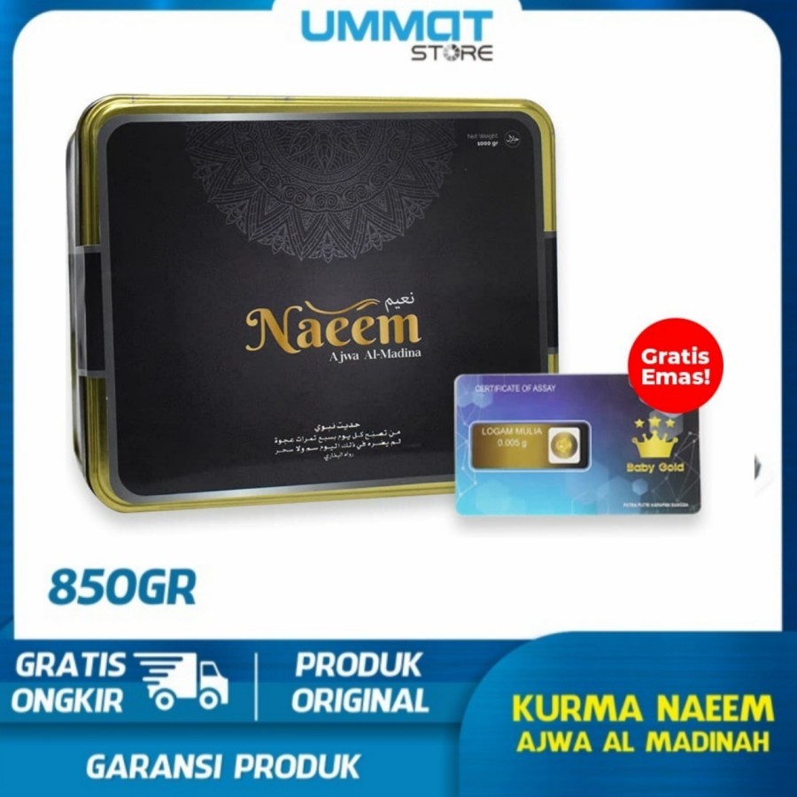 

Kurma Ajwa Al-Madinah Naeem 850 gram Premium | Kualitas Super | Kurma Nabi Ajwa Madinah Asli Original I Parcel Ramadhan Premium Ekslusif