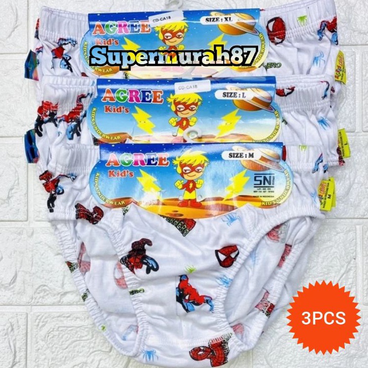 Terbaru 33  3PCS CD Agree Kids Gambar SPIDERMAN  Celana Dalam Anak Cowok Agree