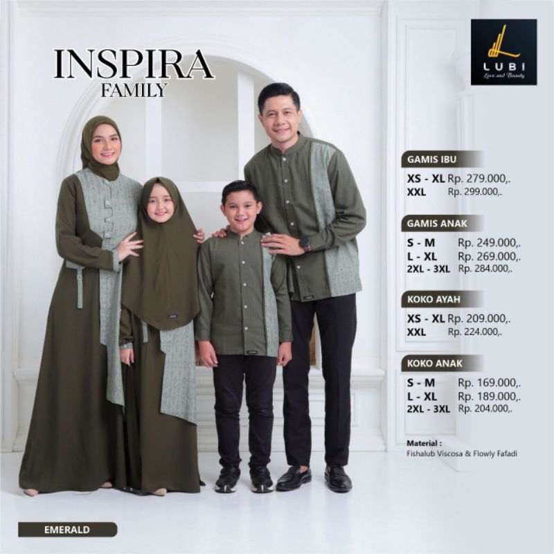 Inspira Family Emerald by Lubi | Sarimbit Keluarga Lubi Inspira | Sarimbit  Lubi 2024 | Sarimbit Kel