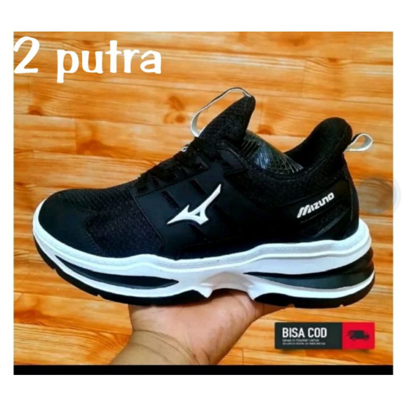 Sale Promo Sepatu Sneakers Mizuno Sport Pria Sepatu Hitam Putih Casual Terbaru Joging
