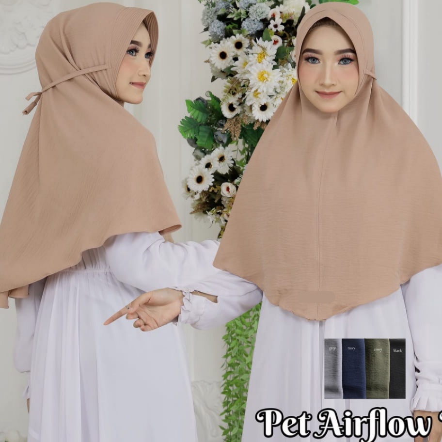 Penjualan TerbaikCOD Hijab Bergo Crinkle Airflow Pet Size L Bergo Tali Belakang Jilbab Instan Bergo 