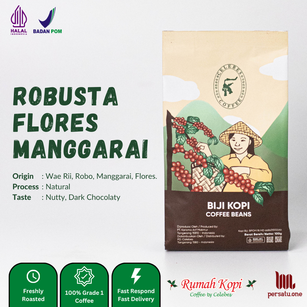 

[CELEBES COFFEE] Kopi Robusta Flores Bubuk/Biji/Espresso