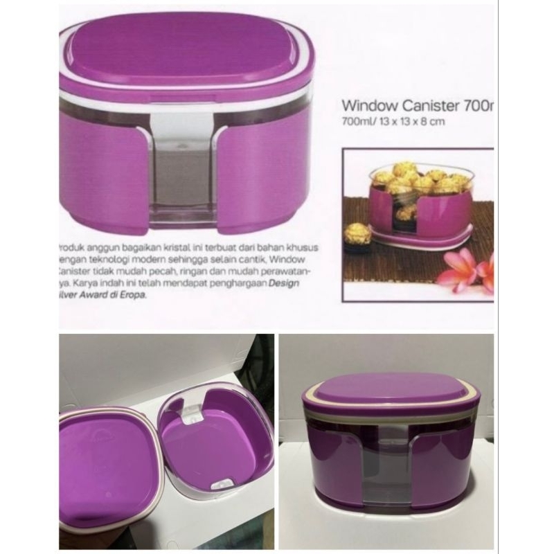 Tupperware Toples Window Canister Ungu Toples kue lebaran 700 ml dan 1,5 l