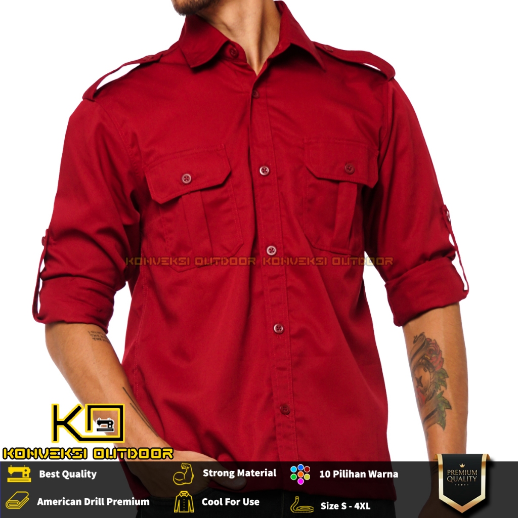 BAJU KEMEJA PDL LAPANGAN OUTDOOR INDOOR PRIA LENGAN PANJANG - Seragam Kerja Kantor Group Kemeja Lapa