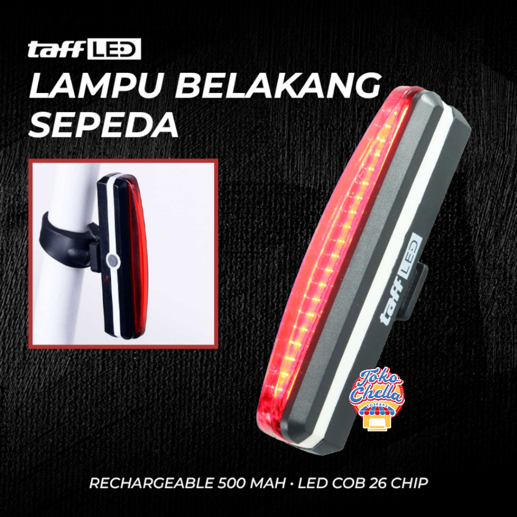 TaffLED Lampu Belakang Sepeda Rechargeable 500 mAh LED COB 26 Chip
