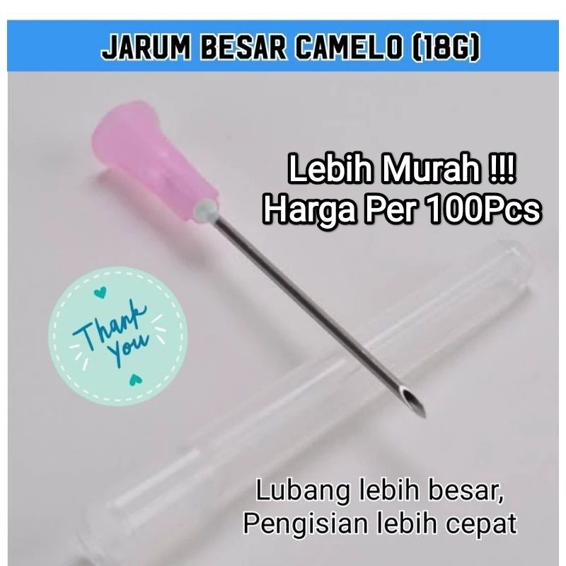 Grosir Jarum suntik camelo 100 pcs 18 G 18G steril sterile / jarum suntik besar 18G 18 G untuk produ