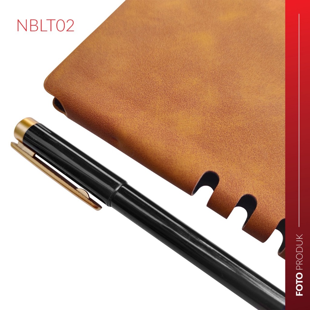 

NoteBook+Pen Gel NB-02 Ukuran A6 PREMIUM PU LEATHER tanpa Binder | Buku Catatan Diary, Souvenir Gift