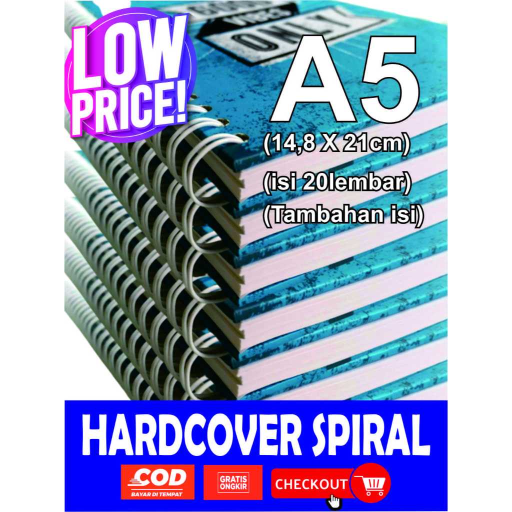 

Notebook A5 HARDCOVER FULL SPIRAL PLAIN/POLOS MURAH