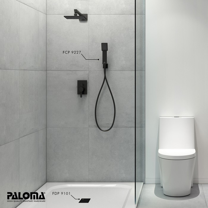 PALOMA FCP 9227 Keran Mixer Shower Tanam Set Dinding Tembok Kran Air Kepala Tangan Mandi Hitam Black