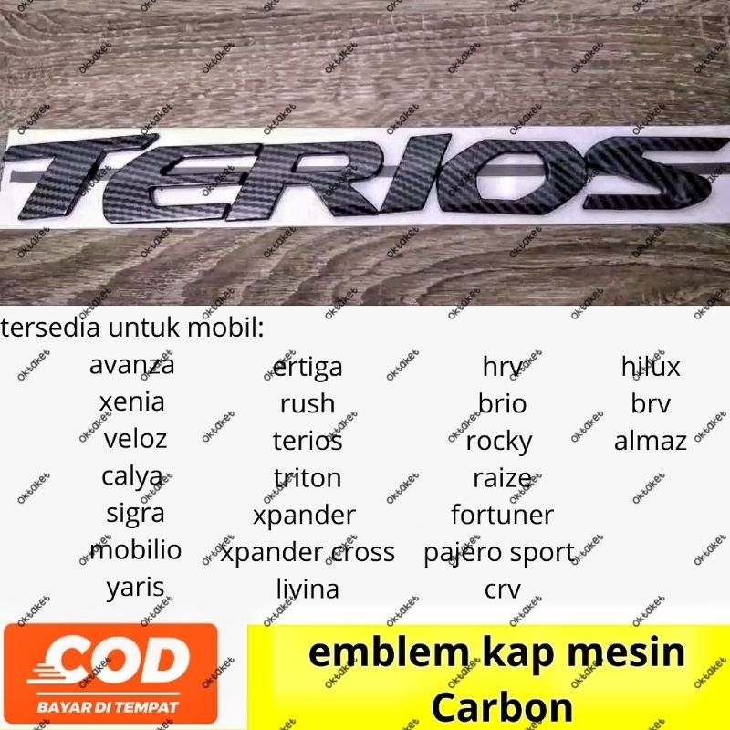 emblem kap mesin Carbon avanza xenia veloz calya sigra mobilio yaris ertiga rush terios triton Xpand