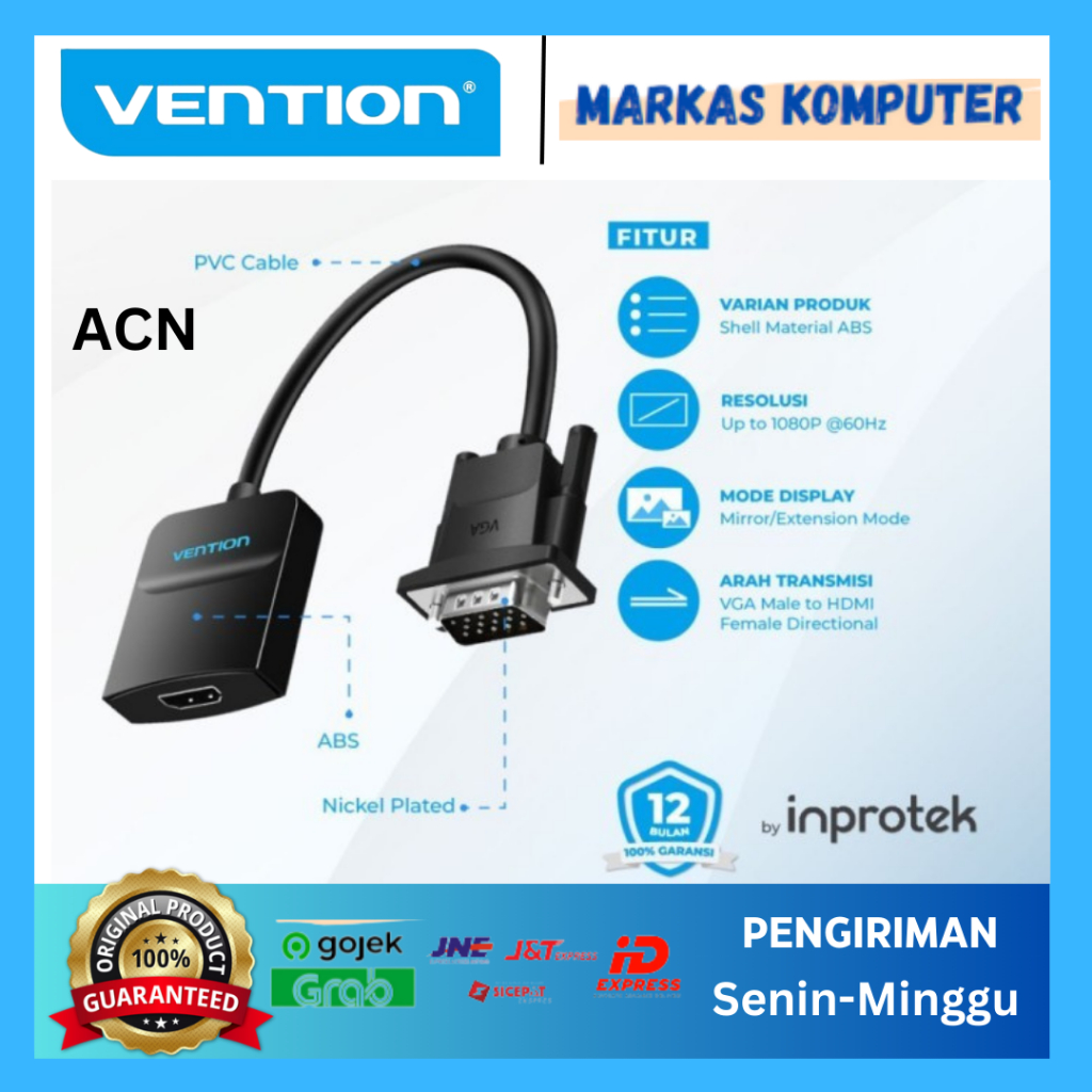 Vention ACN Adapter Converter VGA Male to HDMI Female
