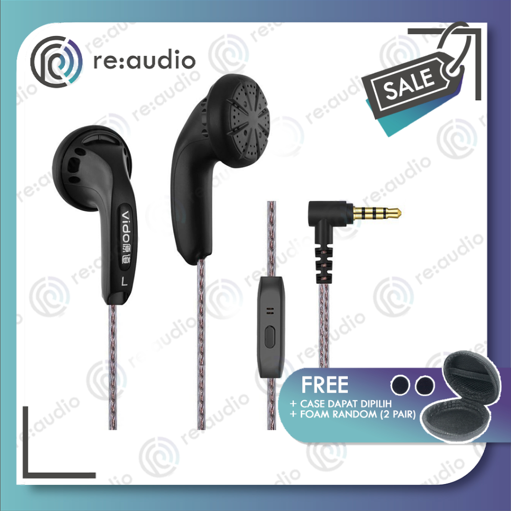 Earphone Vido Recable With Mic Silver Cable Copper Cable