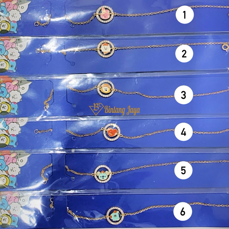 Gelang Serut Dewasa/Anak BT21 x BTS Korea by UBS - Yellowgold 8K