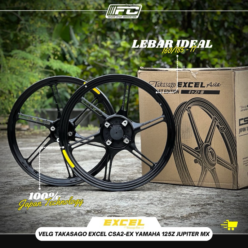 VELG RACING TAKASAGO EXCEL ASIA BLACK YAMAHA 125Z / 125ZR / NEW JUPITER MX - 160 / 185 CSA2-EX