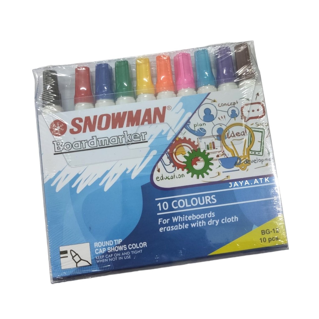 

SPIDOL WHITEBOARD 10 WARNA SET SNOWMAN BG-12 PAPAN TULIS HAPUS BOARDMARKER