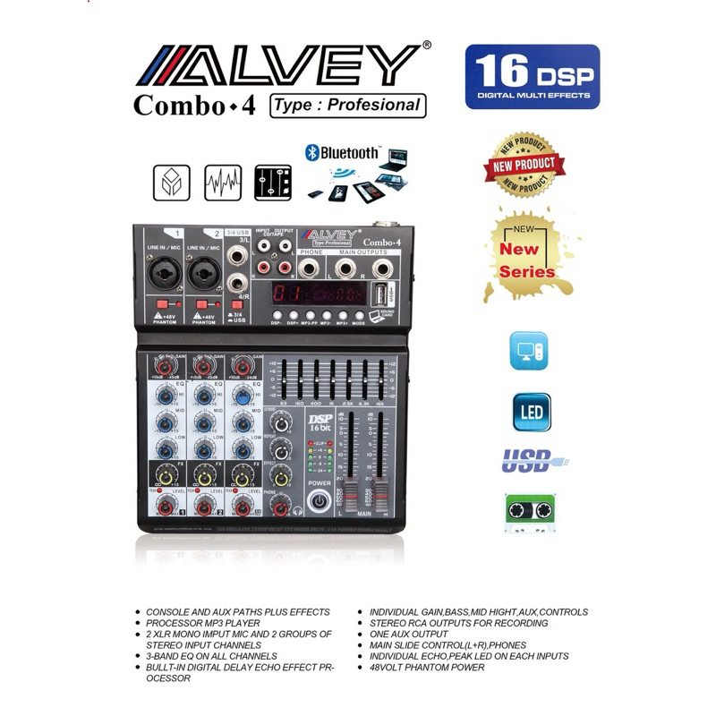 HF_ELECTRONIC Mixer Alvey Audio Effect Reverb Original Mixer 4 Channel / 6 Channel / 8 Channel