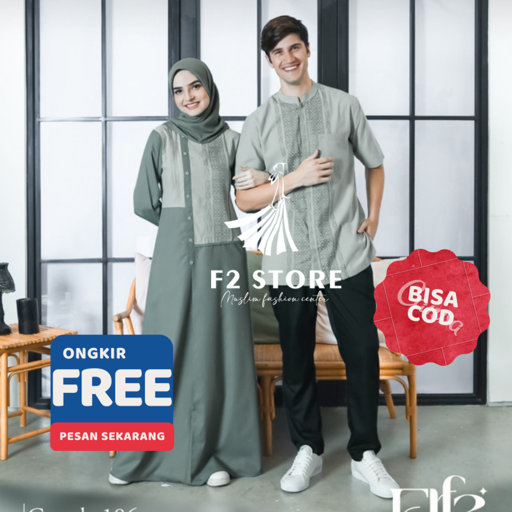 BUSANA MUSLIM SARIMBIT COUPLE ETHICA ORIGINAL - COUPLE 186 CLOVE GREEN