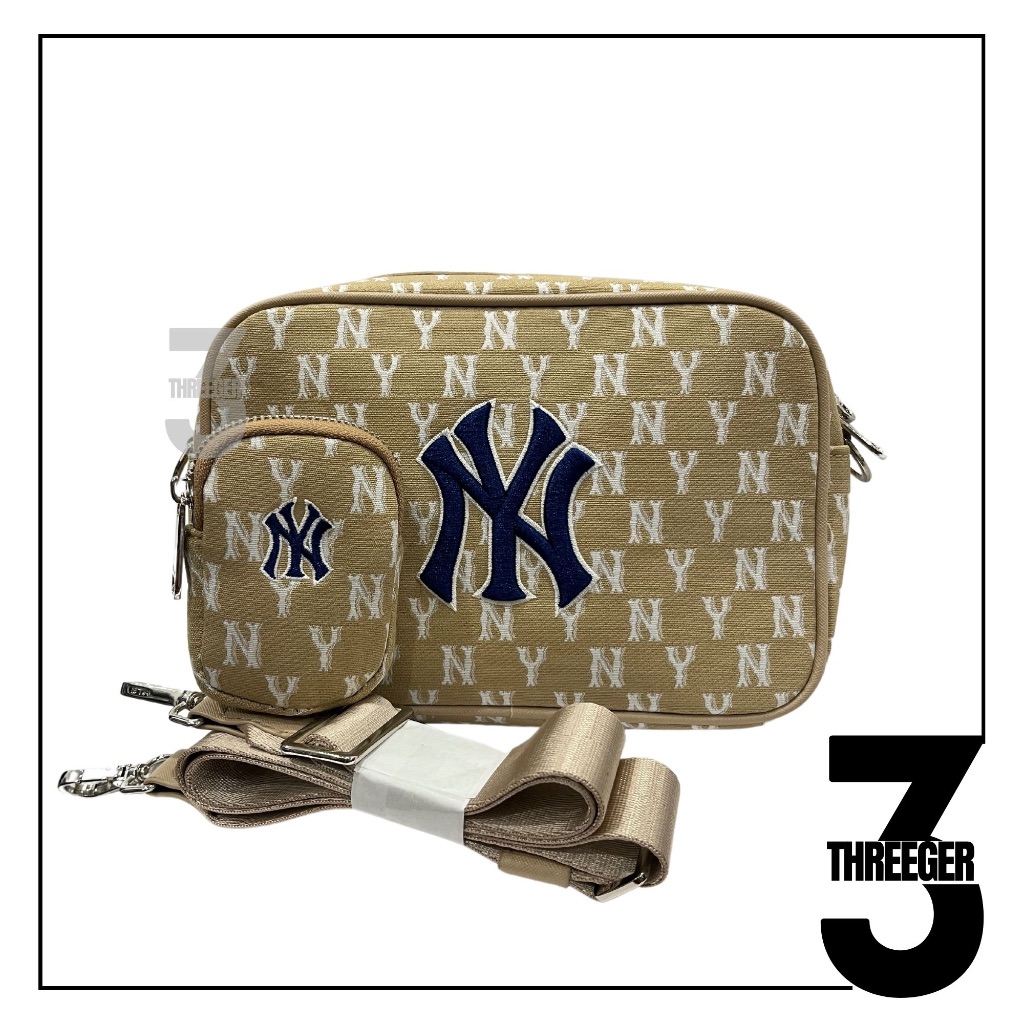MLB NY New York Yankees Monogram Cross Bag Beige Original