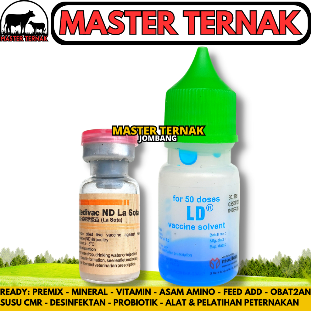 VAKSIN MEDIVAC ND LASOTA DOSIS 50 EKOR + PELARUT - Vaksin Nd Lassota Ayam Newcastle Disease Tetelo