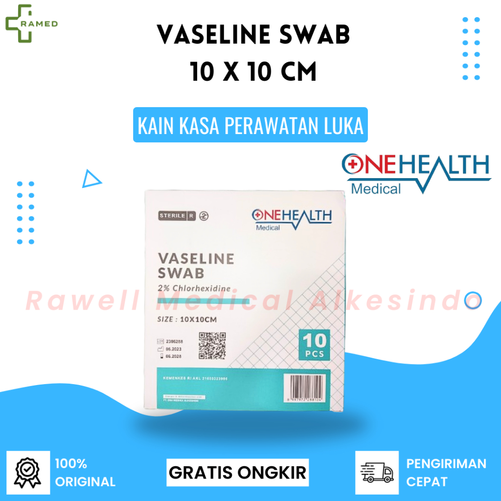 Vaseline Swab 10x10 cm Onehealth / Kasa Jaring Perawatan Luka Steril Sejenis Lomatule Supratule