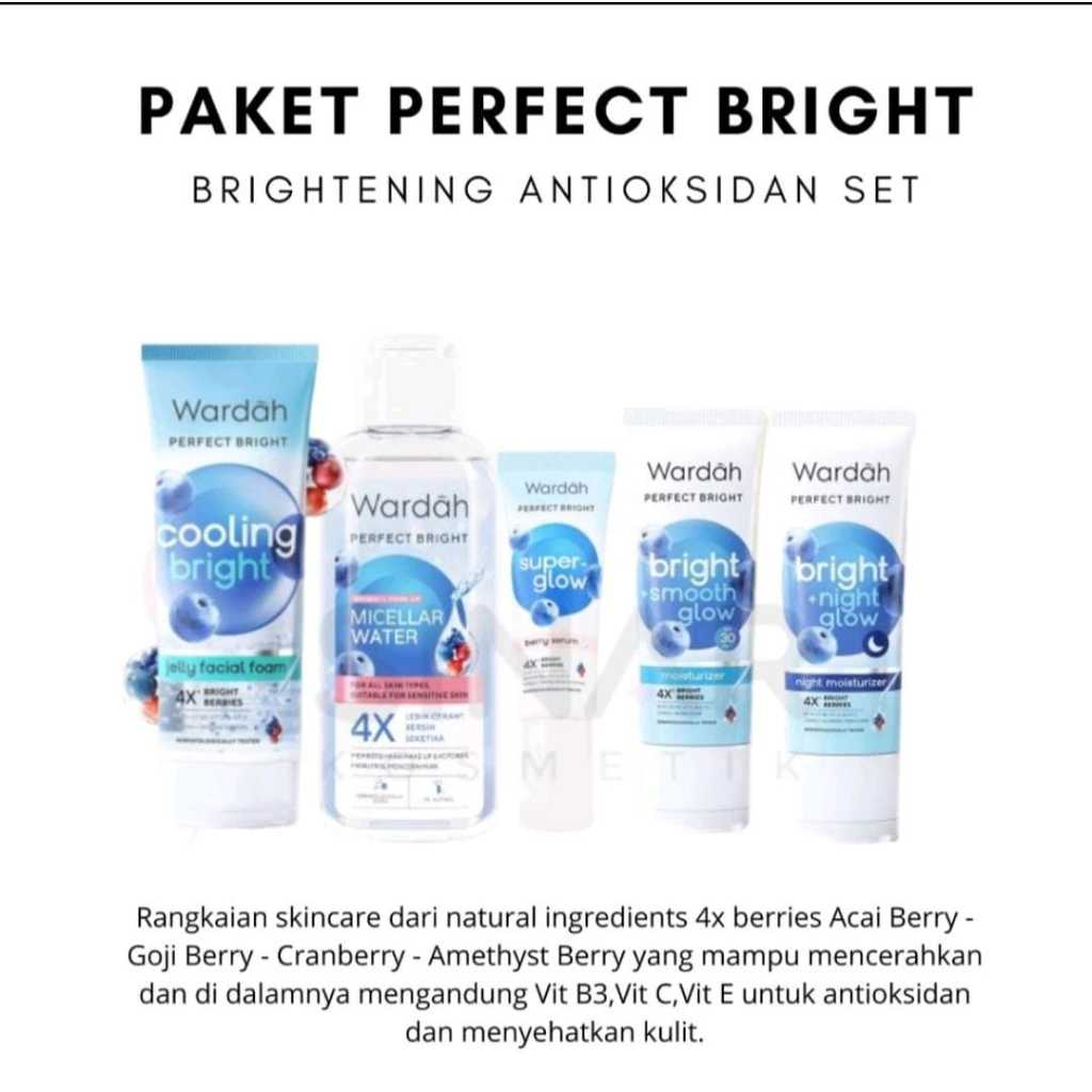 WARDAH PAKET PERFECT BRIGHT ANTIOKSIDAN [ Jelly Foam 100ml - Perfect Bright Micellar 100ml - Perfect