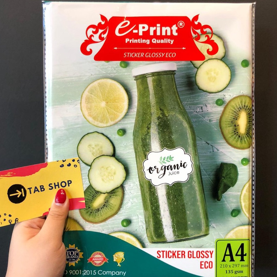 

1111 TAB SHOP EPRINT KERTAS STIKER MENGKILAP EKONOMIS A4 135 GSM EPRINT GLOSSY STICKER ECO PHOTO PAPER A4 135 GSM 2 SHEETS