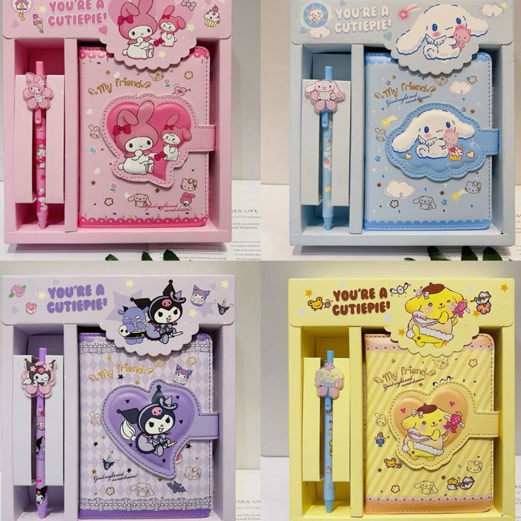 

99 BRANDS FESTIVAL Notebook 2in 1 Buku Tulis Anak Sanrio Magnet Buku Memo dan Pen Kuromi Cinnamoroll Melody Hello Kitty