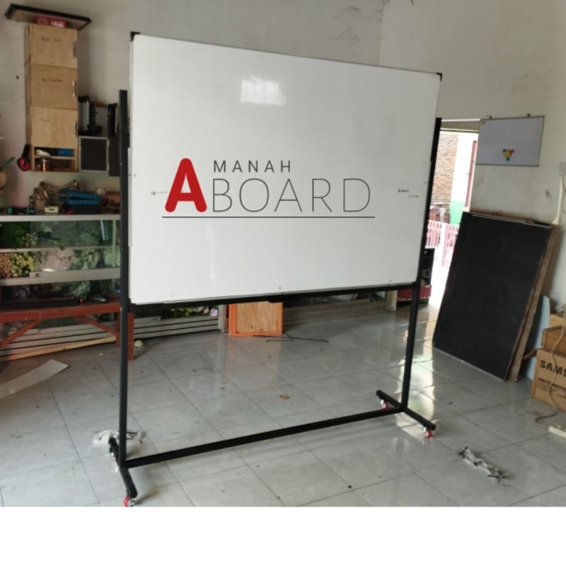 

Papan Tulis Whiteboard dan Blackboard standing 2 fungsi spidol dan kapur grosir murah