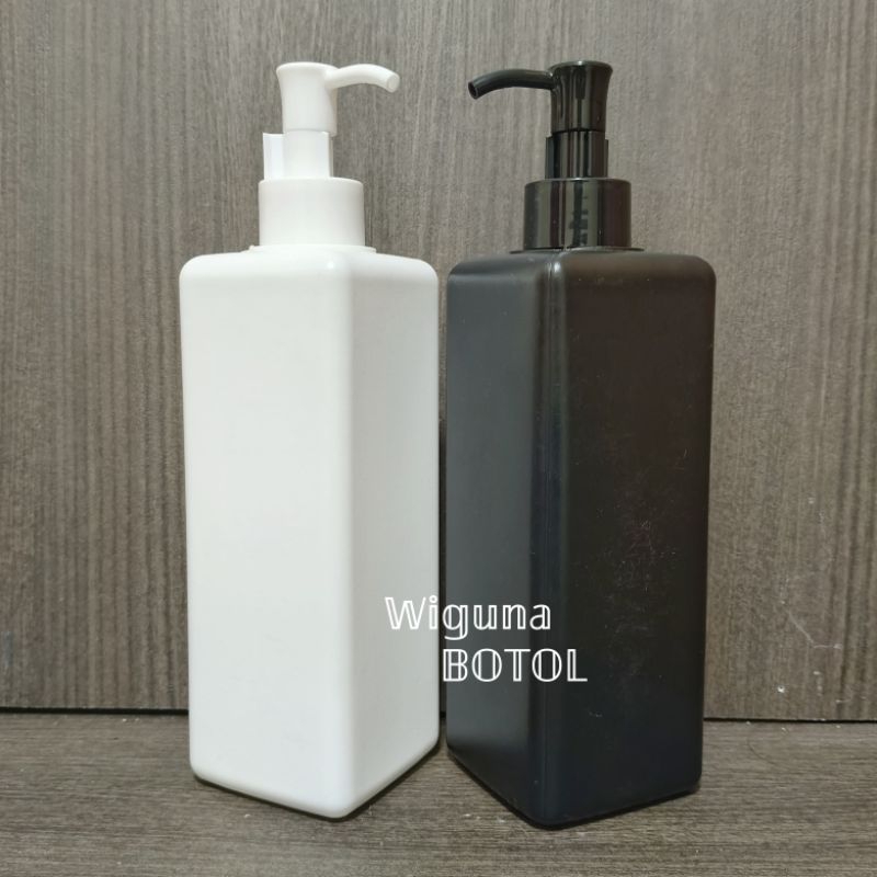 Botol Pump 500ml Kotak Hdpe / Botol HDPE 500ml Kotak Tutup Pump Clip Oil