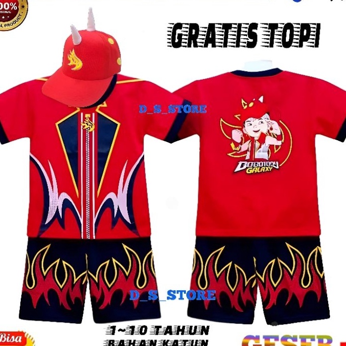 KODE 77 BAJU SETELAN KOSTUM BOBOIBOY ANAK LAKI LAKI HALILINTAR TERBARU GRATIS TOPI
