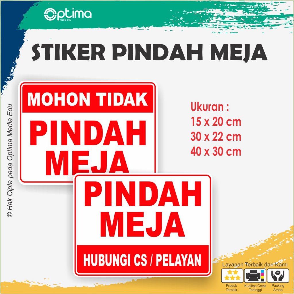 

Stiker Mohon Tidak Pindah Meja / Pindah Meja Bilang Pelayan