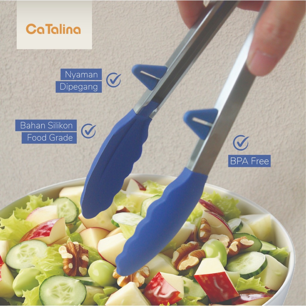 CaTalina Capitan Gorengan Silikon Food Tong Silikon Tahan Panas Anti Lengket