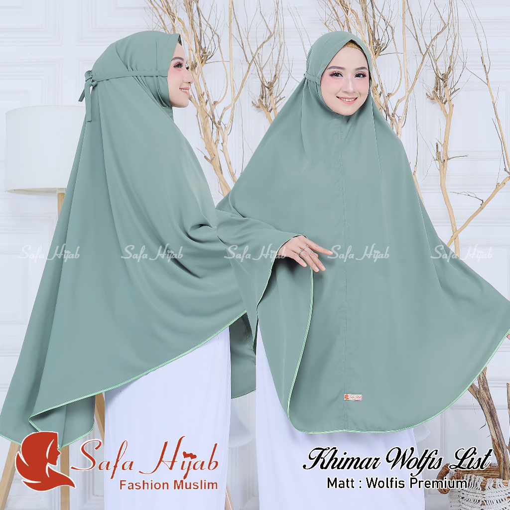 Khimar Wolfis syari Hijab Wolfis List syari Bergo wolfis syari List wolfis premium Safa Hijab