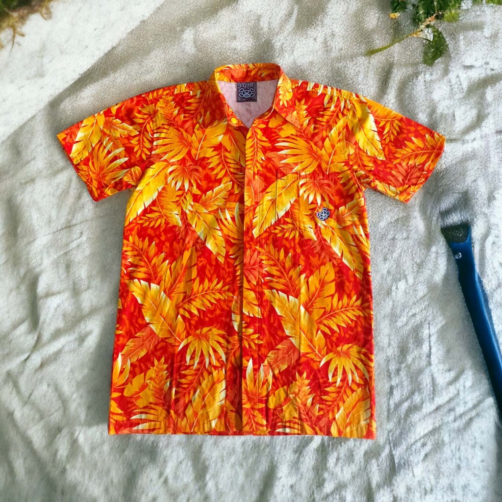 Kemeja Sc Flower oranye Unisex ( Scissors Apparel