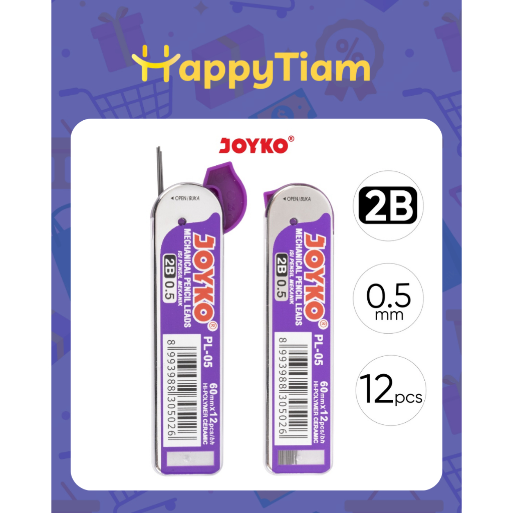 

ISI PENSIL MEKANIK JOYKO 0.5mm PL-05 2B PENCIL LEAD KETIK 12 24 PCS