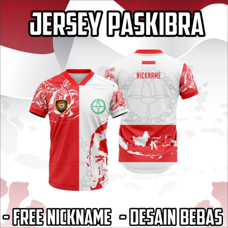 KAOS JERSEY PASKIBRA FREE NICKNAME, DESAIN BEBAS, FULL PRINTING | JERSEY CUSTOM