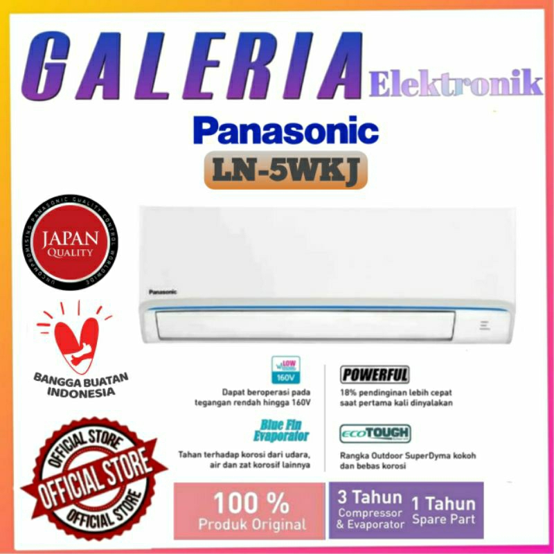 PANASONIC AC SPLIT STANDARD SI BIRU 0.5PK CS-LN5WKJ / CSLN5WJK