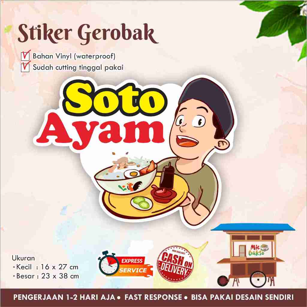 

STIKER KACA GEROBAK VINYL SOTO AYAM / LABEL MAKANAN