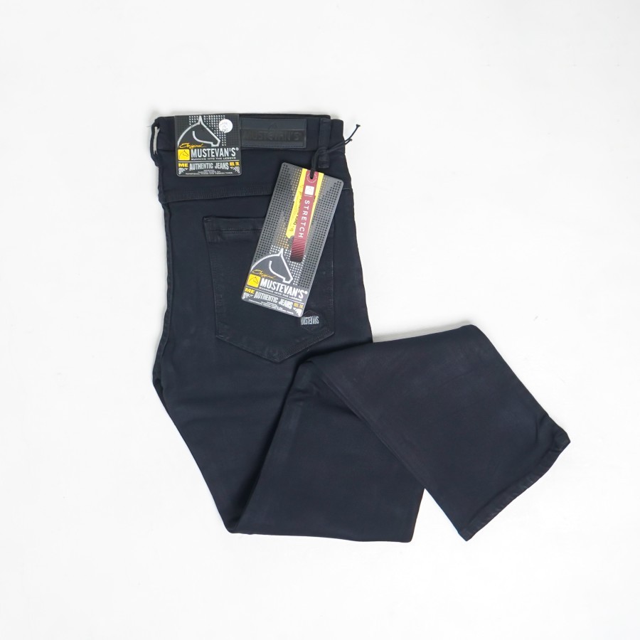 MUSTEVANS CELANA PANJANG JEANS HITAM PRIA 100% ORIGINAL 406