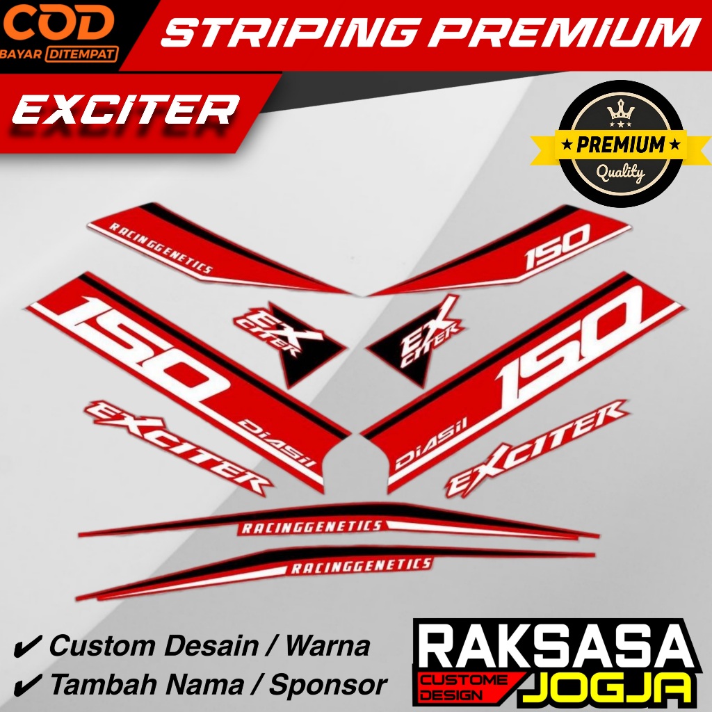STRIPING CUSTOM MX KING EXCITER / YAMAHA SNIPER 150 MXi / DASAR HITAM / STRIPING YAMAHA Y15ZR / EXCI