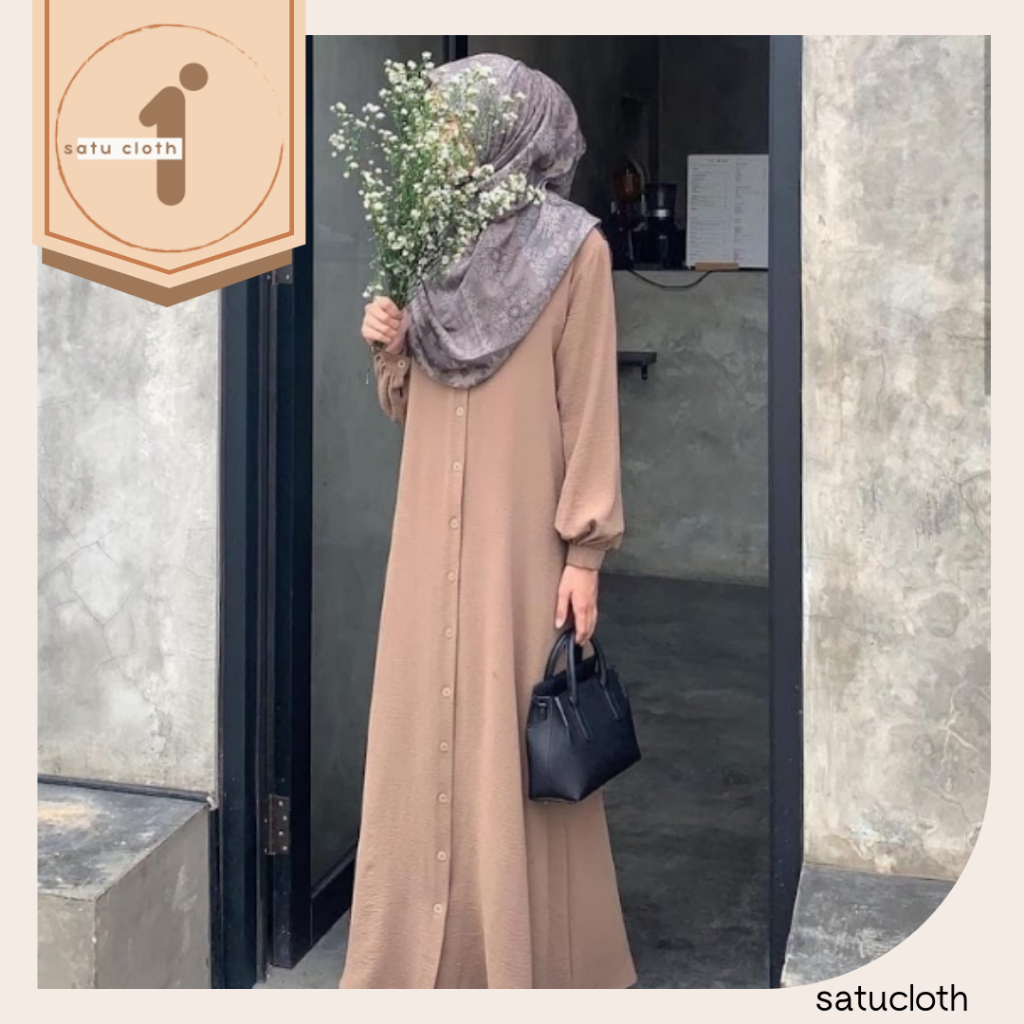 Basic Dress Crinkle Gamis - Dress Wanita Muslimah