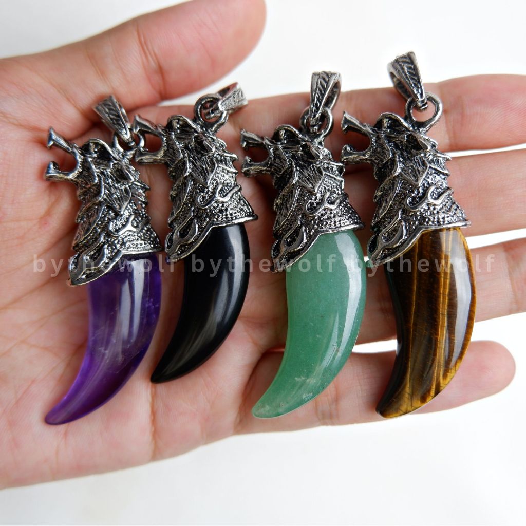 Crystal Wolf Tooth Pendant - Liontin Batu Alam